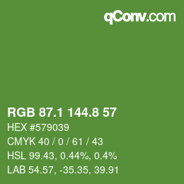 カラーコード: RGB 87.1 144.8 57 | qconv.com
