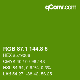 カラーコード: RGB 87.1 144.8 6 | qconv.com