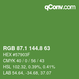 カラーコード: RGB 87.1 144.8 63 | qconv.com