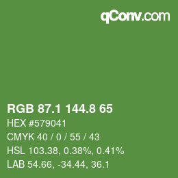 カラーコード: RGB 87.1 144.8 65 | qconv.com