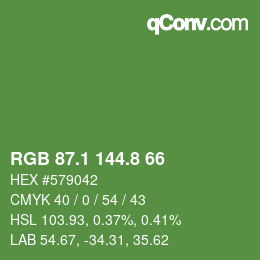 カラーコード: RGB 87.1 144.8 66 | qconv.com