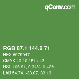 カラーコード: RGB 87.1 144.8 71 | qconv.com