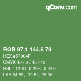 カラーコード: RGB 87.1 144.8 79 | qconv.com