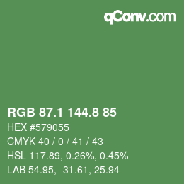 カラーコード: RGB 87.1 144.8 85 | qconv.com