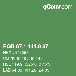 カラーコード: RGB 87.1 144.8 87 | qconv.com