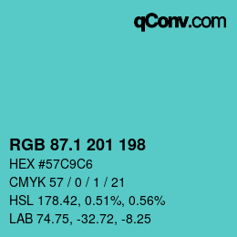 Código de color: RGB 87.1 201 198 | qconv.com