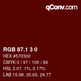 カラーコード: RGB 87.1 3 0 | qconv.com