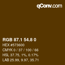 Color code: RGB 87.1 54.8 0 | qconv.com