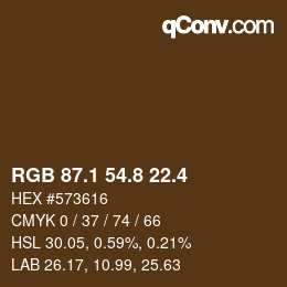 カラーコード: RGB 87.1 54.8 22.4 | qconv.com