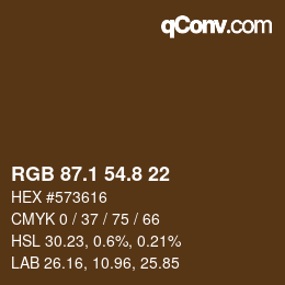 Color code: RGB 87.1 54.8 22 | qconv.com