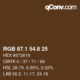 Farbcode: RGB 87.1 54.8 25 | qconv.com