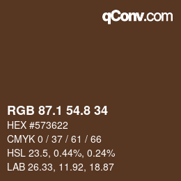 Color code: RGB 87.1 54.8 34 | qconv.com
