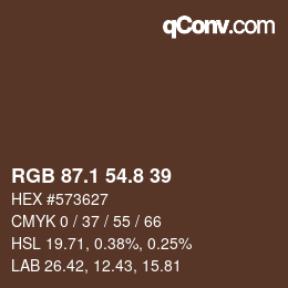 Color code: RGB 87.1 54.8 39 | qconv.com