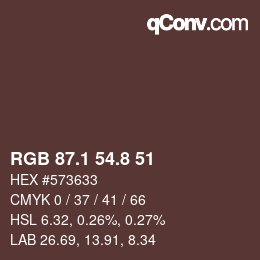 カラーコード: RGB 87.1 54.8 51 | qconv.com