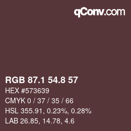 Color code: RGB 87.1 54.8 57 | qconv.com