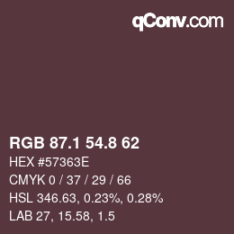Color code: RGB 87.1 54.8 62 | qconv.com