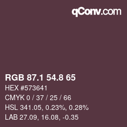 カラーコード: RGB 87.1 54.8 65 | qconv.com