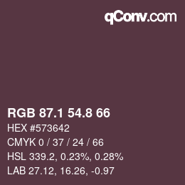 カラーコード: RGB 87.1 54.8 66 | qconv.com
