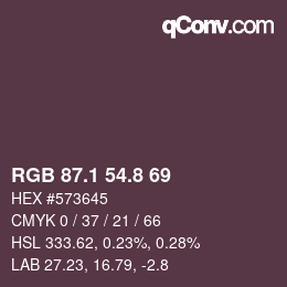 カラーコード: RGB 87.1 54.8 69 | qconv.com