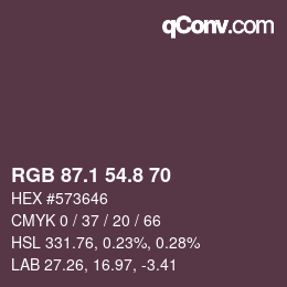 カラーコード: RGB 87.1 54.8 70 | qconv.com