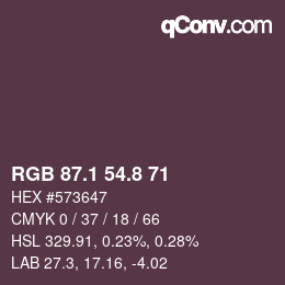 カラーコード: RGB 87.1 54.8 71 | qconv.com