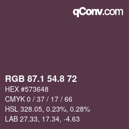 Farbcode: RGB 87.1 54.8 72 | qconv.com