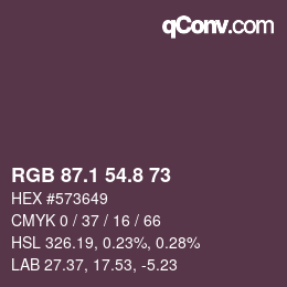 Farbcode: RGB 87.1 54.8 73 | qconv.com