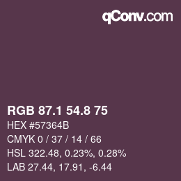 カラーコード: RGB 87.1 54.8 75 | qconv.com