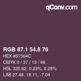 Color code: RGB 87.1 54.8 76 | qconv.com