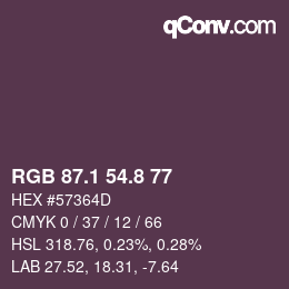 Color code: RGB 87.1 54.8 77 | qconv.com