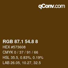 Color code: RGB 87.1 54.8 8 | qconv.com
