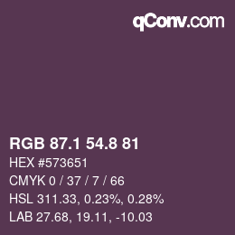 Color code: RGB 87.1 54.8 81 | qconv.com
