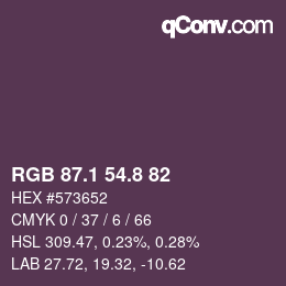 Color code: RGB 87.1 54.8 82 | qconv.com