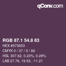 Color code: RGB 87.1 54.8 83 | qconv.com