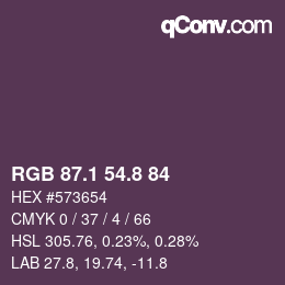 Color code: RGB 87.1 54.8 84 | qconv.com