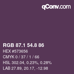 Color code: RGB 87.1 54.8 86 | qconv.com