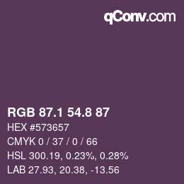 カラーコード: RGB 87.1 54.8 87 | qconv.com
