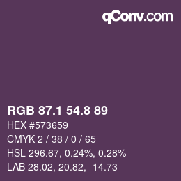 カラーコード: RGB 87.1 54.8 89 | qconv.com
