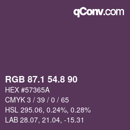 カラーコード: RGB 87.1 54.8 90 | qconv.com
