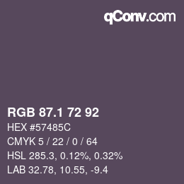 カラーコード: RGB 87.1 72 92 | qconv.com