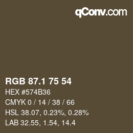 Color code: RGB 87.1 75 54 | qconv.com