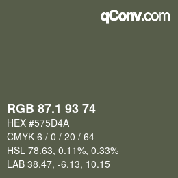 カラーコード: RGB 87.1 93 74 | qconv.com