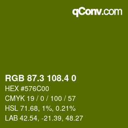 カラーコード: RGB 87.3 108.4 0 | qconv.com