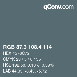 カラーコード: RGB 87.3 108.4 114 | qconv.com