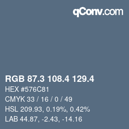 カラーコード: RGB 87.3 108.4 129.4 | qconv.com