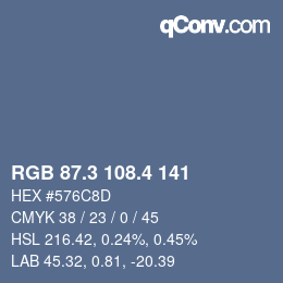 カラーコード: RGB 87.3 108.4 141 | qconv.com