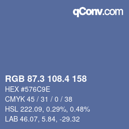 カラーコード: RGB 87.3 108.4 158 | qconv.com