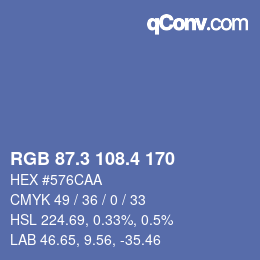 カラーコード: RGB 87.3 108.4 170 | qconv.com