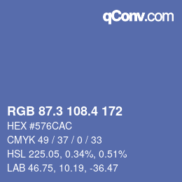 カラーコード: RGB 87.3 108.4 172 | qconv.com