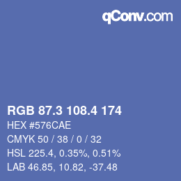 カラーコード: RGB 87.3 108.4 174 | qconv.com